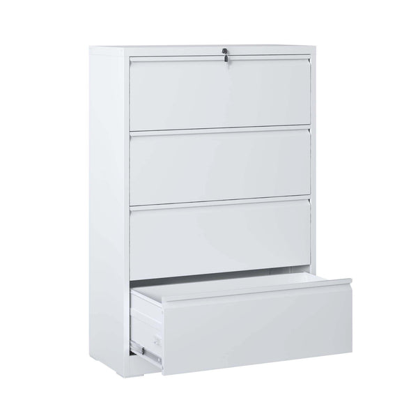 English Elm Lateral File Cabinet 4 Drawer - Secure Locking Metal Storage For Home Office & Professional Spaces T2398P154452