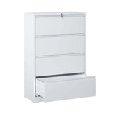 White Lateral File Cabinet, 4 Drawer with Lock, for Home Office, Legal/Letter/A4/F4 Size