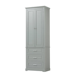 English Elm Tall Tall Storage Cabinet with Three Drawers and Doors for Bathroom or Office, Slim MDF Organizer Grey WF299282AAE