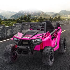 English Elm 12v Kids Electric Ride on Utv with Led Lights Horn Safety Belt Forward Reverse Rose Red W2181P160710