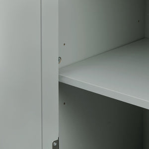 English Elm Tall Tall Storage Cabinet with Three Drawers and Doors for Bathroom or Office, Slim MDF Organizer Grey WF299282AAE