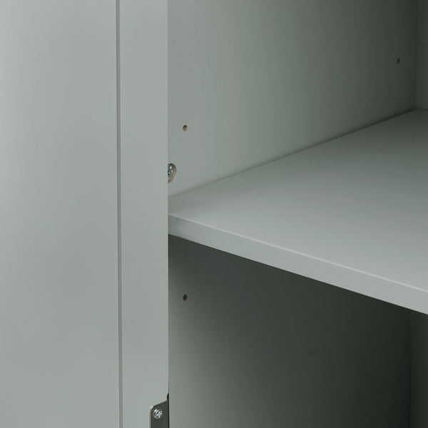 English Elm Tall Tall Storage Cabinet with Three Drawers and Doors for Bathroom or Office, Slim MDF Organizer Grey WF299282AAE