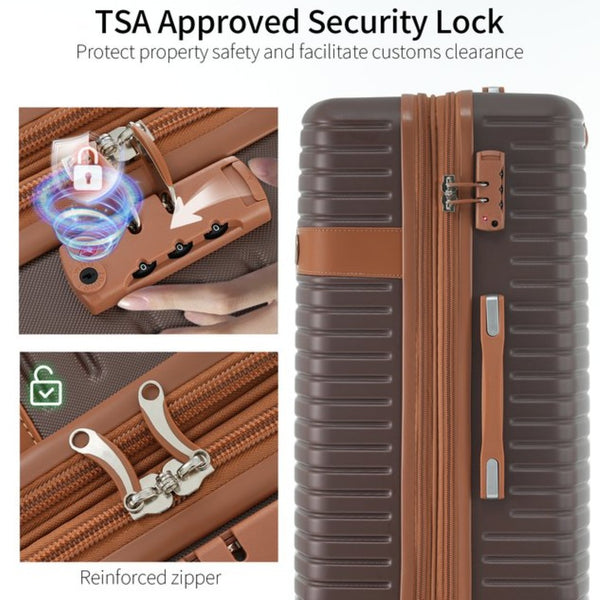 English Elm 4 Piece Abs Hard Shell Luggage Set with Spinner Wheels Tsa Lock and Packing Cubes Brown PP313145AAD