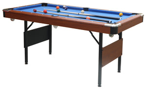 English Elm Pool Billiard Table Foldable Steel Legs Velvet Surface Family Game Room Fun Blue,Wood W1936P375433