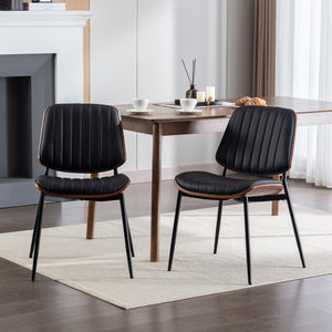 English Elm A&a Furniture Mid-century Dining Chairs Set of 2 Walnut Bentwood Pu Leather Seats W1143P151496