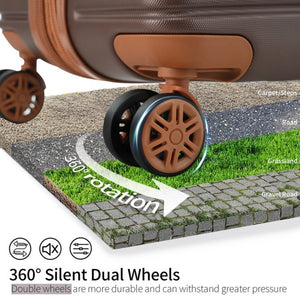 English Elm 4 Piece Abs Hard Shell Luggage Set with Spinner Wheels Tsa Lock and Packing Cubes Brown PP313145AAD