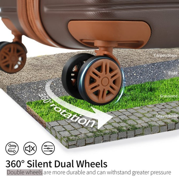 English Elm 4 Piece Abs Hard Shell Luggage Set with Spinner Wheels Tsa Lock and Packing Cubes Brown PP313145AAD