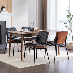 English Elm A&a Furniture Mid-century Dining Chairs Set of 2 Walnut Bentwood Pu Leather Seats W1143P151496