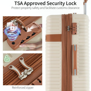 English Elm 4 Piece Abs Hard Shell Luggage Set with Spinner Wheels Tsa Lock and Packing Cubes Cream PP313145AAO
