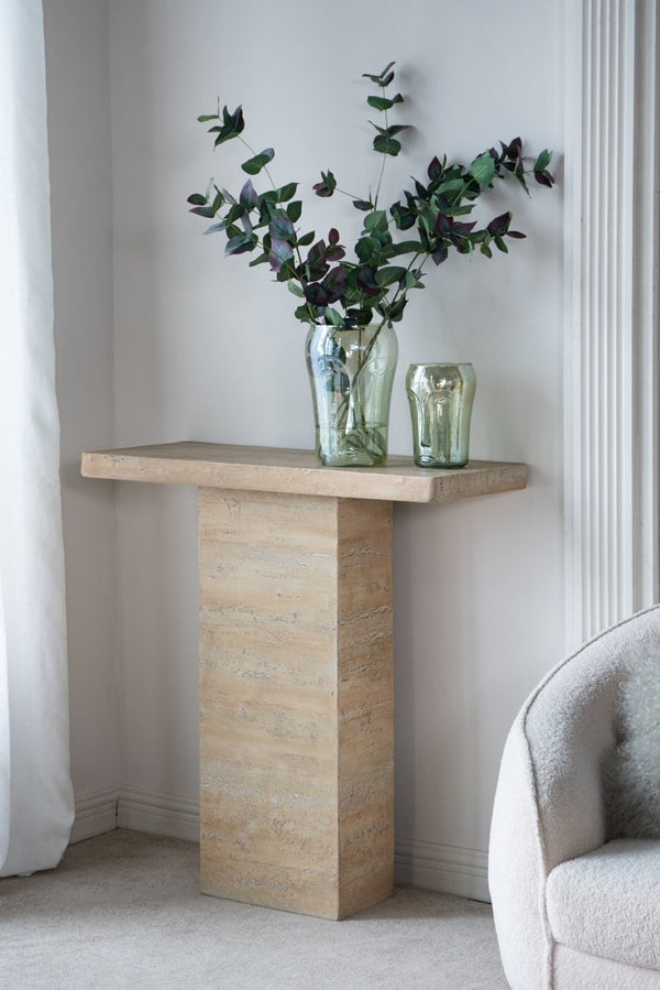 English Elm 35.5x14x35.5" Cream Square Coffee Table Sculptural Pedestal Base Living Room W2078S00016