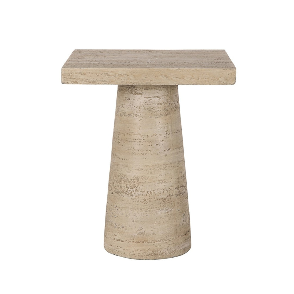 English Elm 20x20x24" Cream Solid Magnesium Side Table with Sculptural Pedestal Base for Living Room W2078P160671