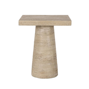 English Elm 20x20x24" Cream Solid Magnesium Side Table with Sculptural Pedestal Base for Living Room W2078P160671