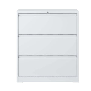 English Elm Lateral File Cabinet 3 Drawer - Secure White Metal Filing Cabinet With Lock For Home Office Storage T2398P154447