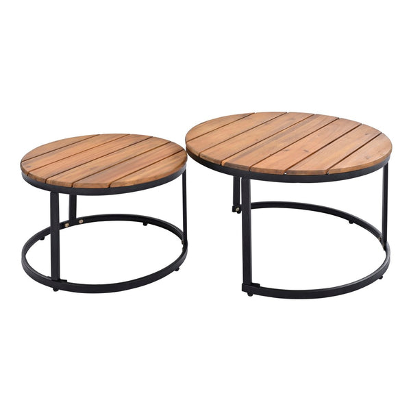 English Elm Trexm Modular Patio Sectional with Acacia Nesting Tables and Washable Cushions TM000001AAA