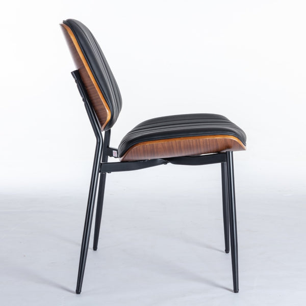 English Elm A&a Furniture Mid-century Dining Chairs Set of 2 Walnut Bentwood Pu Leather Seats W1143P151496