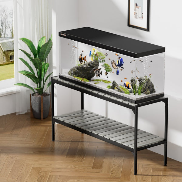 English Elm Flat Iron Two Tier Aquarium Stand with Mesh Back Panel for 40 Gallon Tank Setup W1162P143730