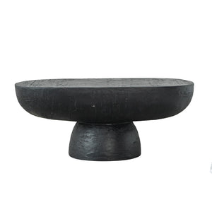 English Elm 36x24x15" Oval Pedestal Coffee Table Sculptural Magnesium Base for Modern Living Rooms Black W2078P161504