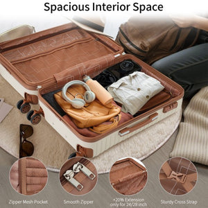 English Elm 4 Piece Abs Hard Shell Luggage Set with Spinner Wheels Tsa Lock and Packing Cubes Cream PP313145AAO
