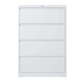 English Elm Lateral File Cabinet 4 Drawer, White Filing Cabinet With Lock, Lockable File Cabinet For Home Office, Locking Metal File Cabinet For Legal/Letter/A4/F4 Size