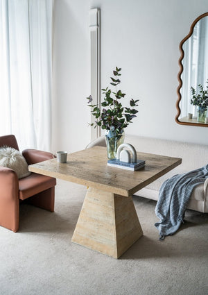 English Elm 40x40x29.5" Cream Square Pedestal Dining Table Solid Magnesium Seats Four Modern W2078S00006