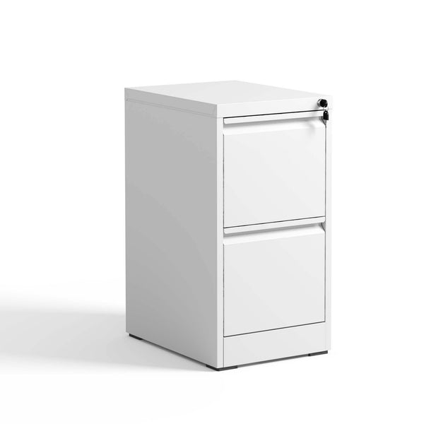 English Elm 2 Drawer Metal File Cabinet with Lock — Durable Steel Vertical Filing Unit, Anti-Tilt, Smooth Drawers, Adjustable Rails White T2398P154416
