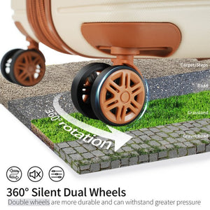 English Elm 4 Piece Abs Hard Shell Luggage Set with Spinner Wheels Tsa Lock and Packing Cubes Cream PP313145AAO