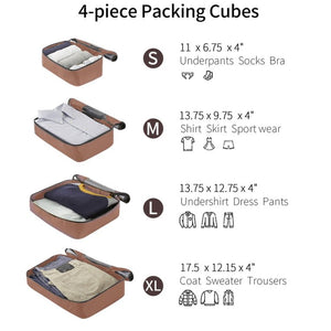 English Elm 4 Piece Abs Hard Shell Luggage Set with Spinner Wheels Tsa Lock and Packing Cubes Brown PP313145AAD