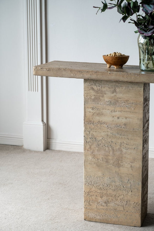 English Elm 35.5x14x35.5" Cream Square Coffee Table Sculptural Pedestal Base Living Room W2078S00016