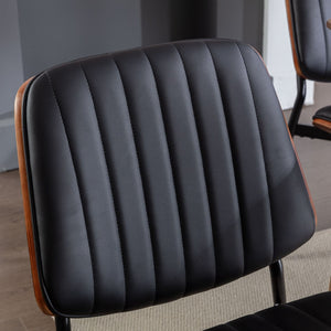 English Elm A&a Furniture Mid-century Dining Chairs Set of 2 Walnut Bentwood Pu Leather Seats W1143P151496