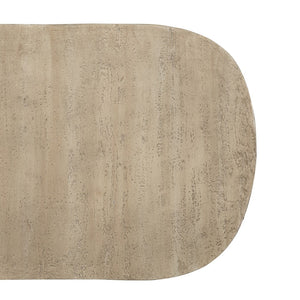 English Elm 36x24x15" Oval Pedestal Coffee Table Sculptural Magnesium Base for Modern Living Rooms Cream W2078P161503