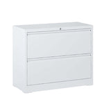 English Elm Lateral File Cabinet 2 Drawer, White Filing Cabinet With Lock, Lockable File Cabinet For Home Office, Locking Metal File Cabinet For Legal/Letter/A4/F4 Size