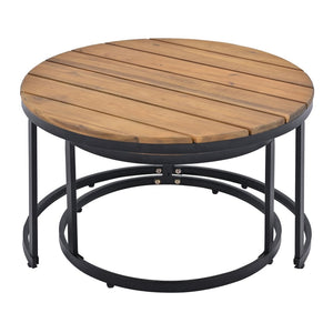English Elm Trexm Modular Patio Sectional with Acacia Nesting Tables and Washable Cushions TM000001AAA