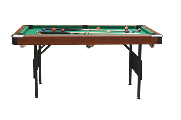 English Elm Pool Billiard Table Foldable Steel Legs Velvet Surface Family Game Room Fun Green,Wood W1936P375434