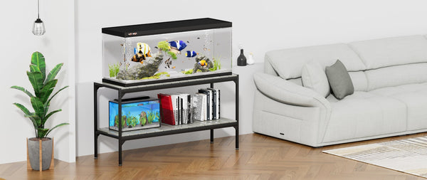 English Elm Flat Iron Two Tier Aquarium Stand with Mesh Back Panel for 40 Gallon Tank Setup W1162P143730
