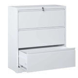 White 3-Drawer Lateral File Cabinet with Lock, for Home Office, Legal/Letter/A4/F4 Size