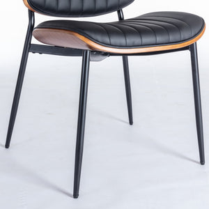 English Elm A&a Furniture Mid-century Dining Chairs Set of 2 Walnut Bentwood Pu Leather Seats W1143P151496