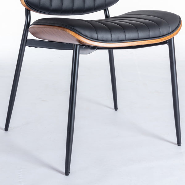 English Elm A&a Furniture Mid-century Dining Chairs Set of 2 Walnut Bentwood Pu Leather Seats W1143P151496