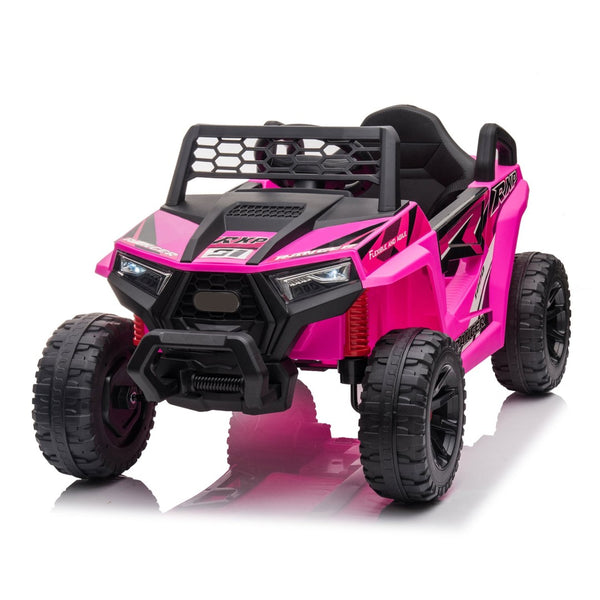 English Elm 12v Kids Electric Ride on Utv with Led Lights Horn Safety Belt Forward Reverse Rose Red W2181P160710