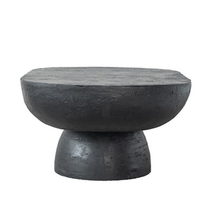 English Elm 36x24x15" Oval Pedestal Coffee Table Sculptural Magnesium Base for Modern Living Rooms Black W2078P161504