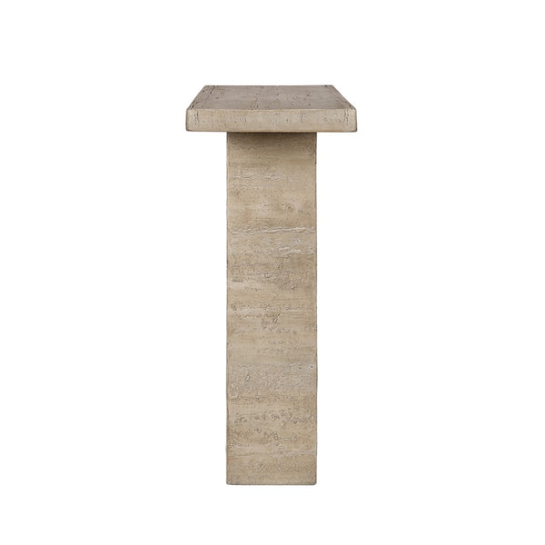 English Elm 35.5x14x35.5" Cream Square Coffee Table Sculptural Pedestal Base Living Room W2078S00016