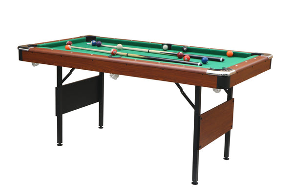 English Elm Pool Billiard Table Foldable Steel Legs Velvet Surface Family Game Room Fun Green,Wood W1936P375434