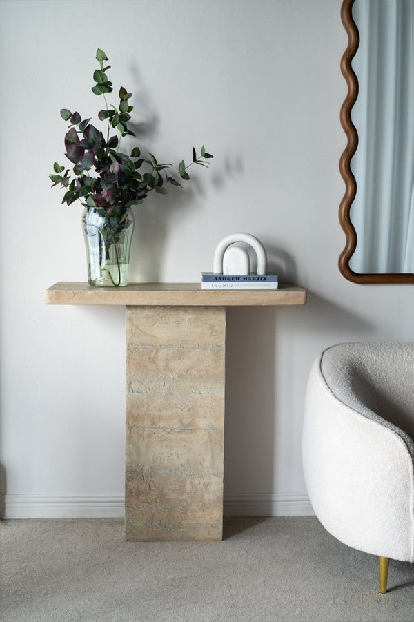 English Elm 35.5x14x35.5" Cream Square Coffee Table Sculptural Pedestal Base Living Room W2078S00016