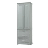 English Elm Tall Storage Cabinet With Three Drawers For Bathroom/Office, Grey