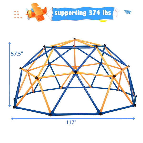 English Elm Outdoor Galvanized Steel Dome Climber Jungle Gym for Active Kids Backyard Play W2181P160709