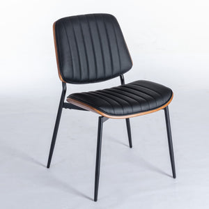 English Elm A&a Furniture Mid-century Dining Chairs Set of 2 Walnut Bentwood Pu Leather Seats W1143P151496