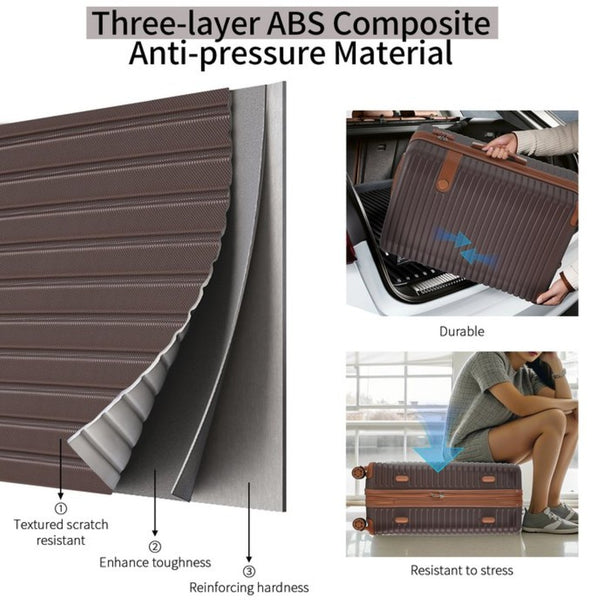 English Elm 4 Piece Abs Hard Shell Luggage Set with Spinner Wheels Tsa Lock and Packing Cubes Brown PP313145AAD