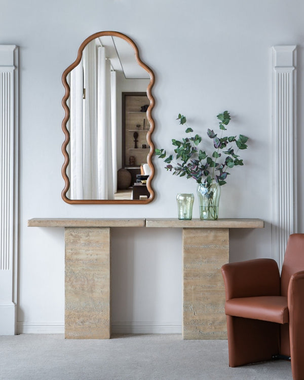 English Elm 35.5x14x35.5" Cream Square Coffee Table Sculptural Pedestal Base Living Room W2078S00016