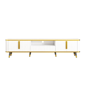 English Elm On-trend Glam Minimalist Media Console with Gold Iron Legs Open Shelf for Living Room White+Gold WF320395AAK