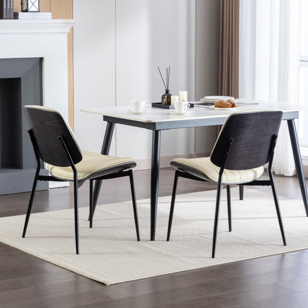English Elm A&a Furniture Mid-century Dining Chairs Set of 2 Walnut Bentwood Pu Leather Seats W1143P151497