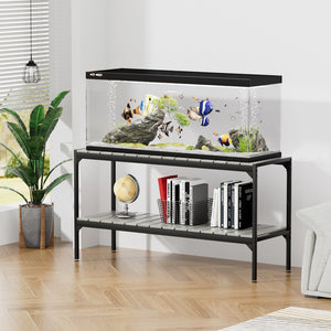 English Elm Flat Iron Two Tier Aquarium Stand with Mesh Back Panel for 40 Gallon Tank Setup W1162P143730